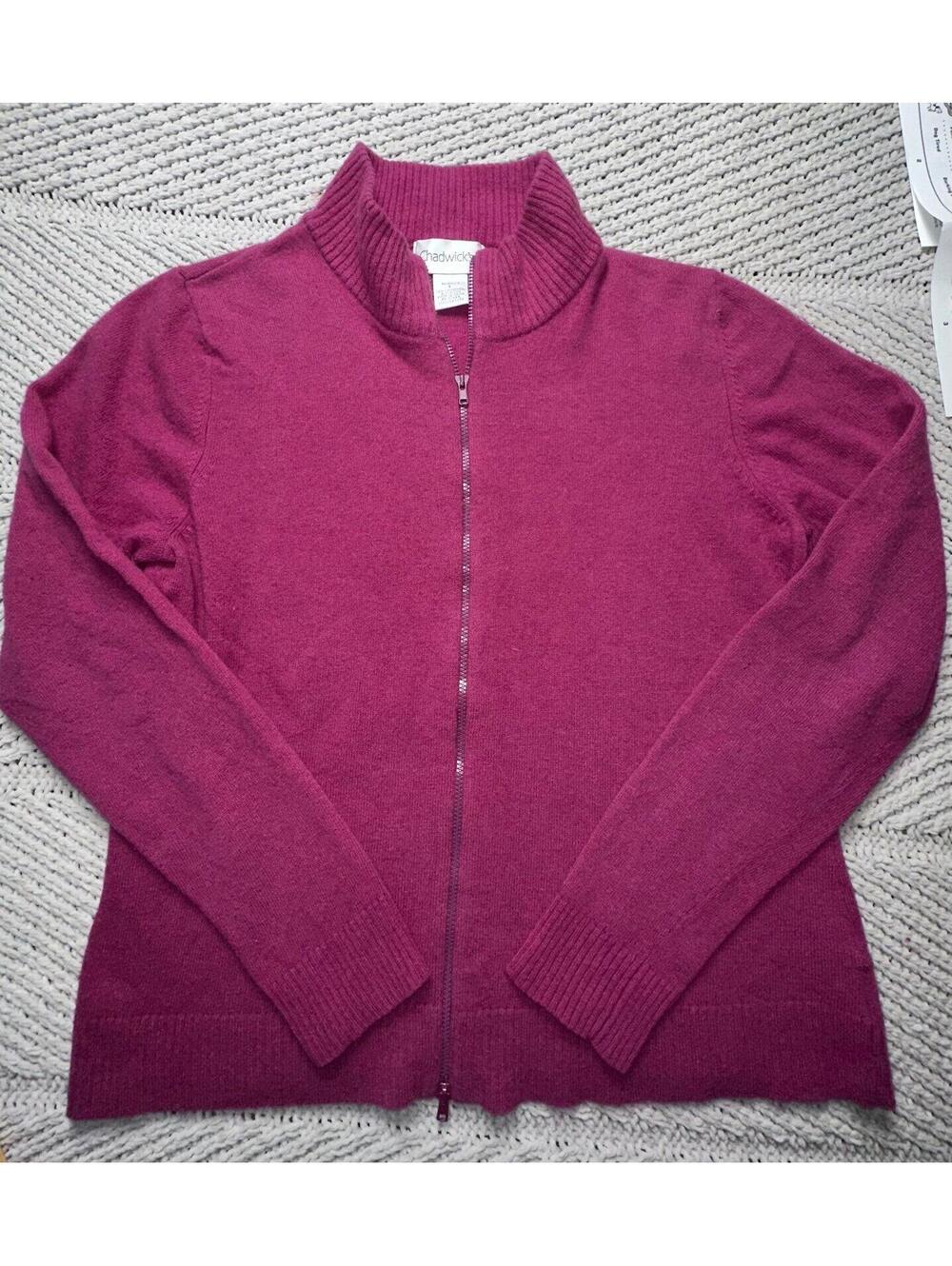 Chadwick’s Women’s Lambswool Full Zip Sweater Size Large
